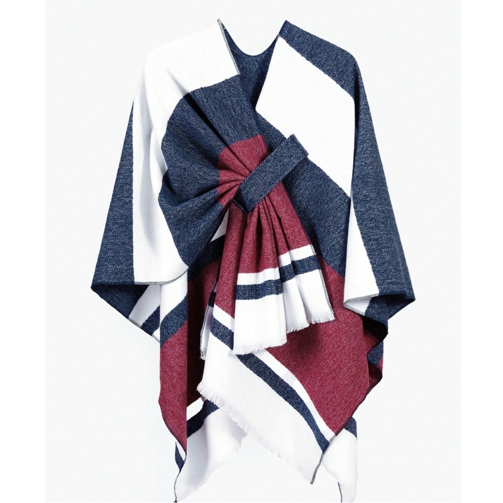🆕 Oversized Striped Wrap Shawl Poncho